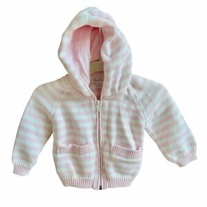 Kissy Kissy 100% Cotton Knit Baby Pink Hoodie Size 3-6 Months